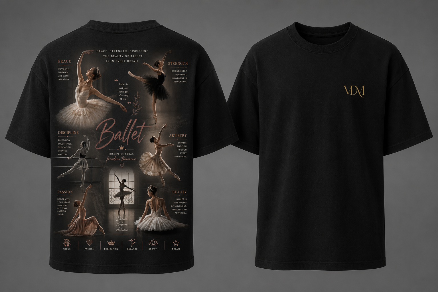 VDM Ballet Dance Tee in Black